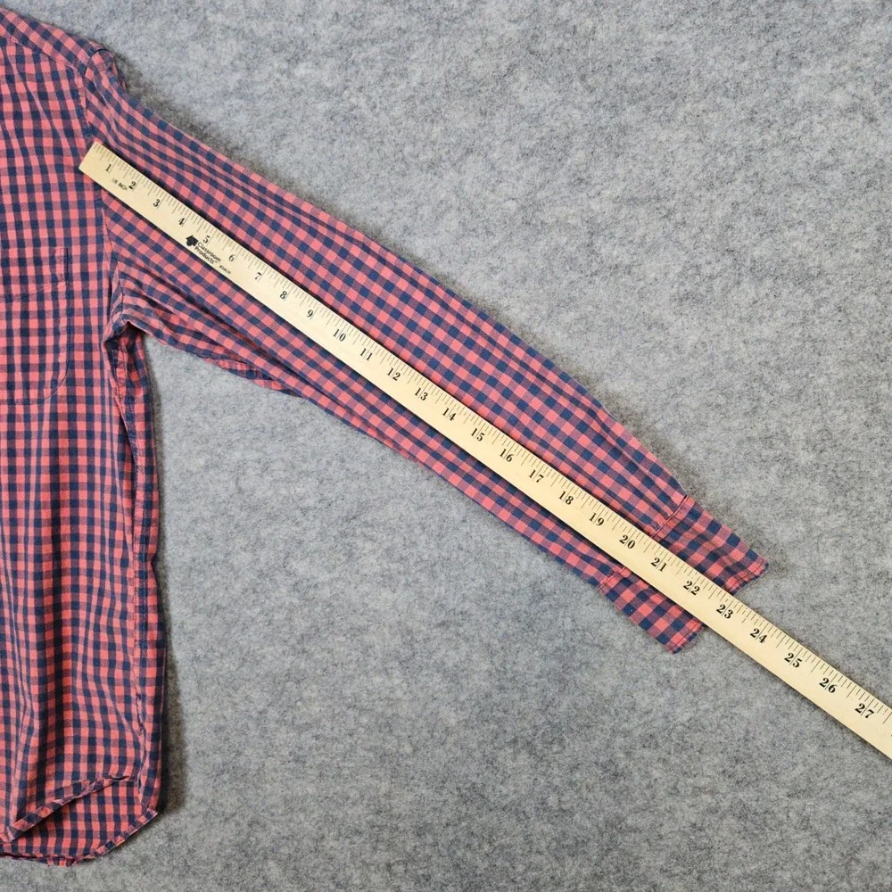 J Crew Men's Blue & Red Checks Classic Shirt Size S Organic Cotton Blend Stretch